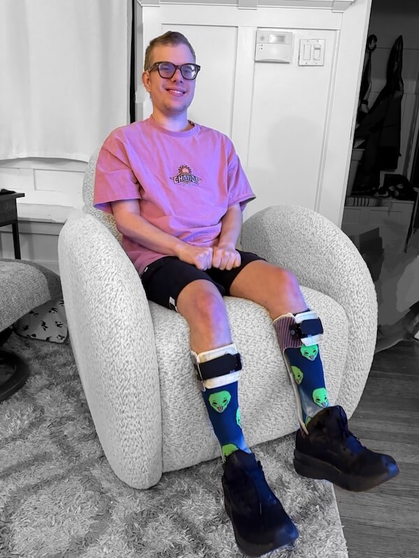 Scott sitting in his new rocking chair.